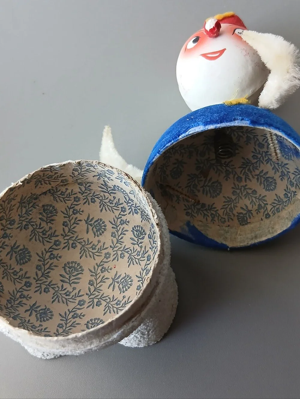 Vintage Paper Mache Snowman Candy Container Bobble Head Western Germany.